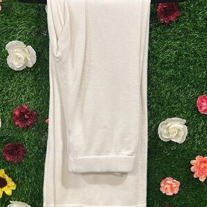 Elegant Cream Pants + Pearl Collar Shirt